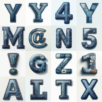 Denim lettering. AI generated illustration