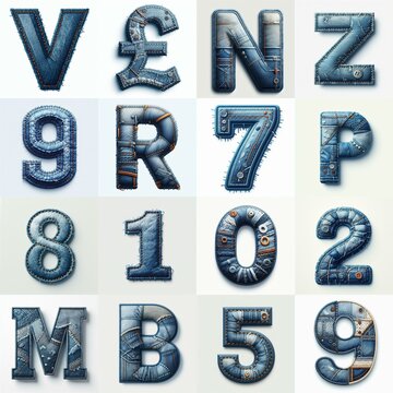 Denim lettering. AI generated illustration