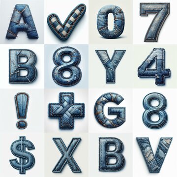 Denim lettering. AI generated illustration