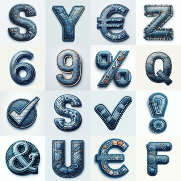 Denim lettering. AI generated illustration