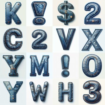 Denim lettering. AI generated illustration
