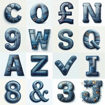 Denim lettering. AI generated illustration