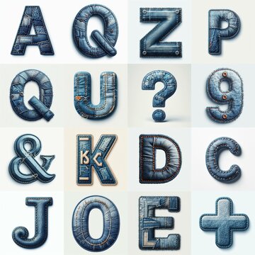 Denim lettering. AI generated illustration