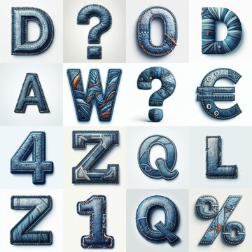 Denim lettering. AI generated illustration