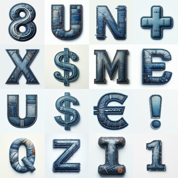 Denim lettering. AI generated illustration