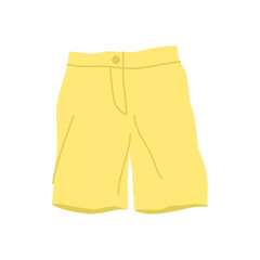 Canvas Print - Cartoon Clothes Male Yellow Shorts Concept Flat Design Style Isolated on a White Background. Vector illustration