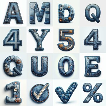 Denim lettering. AI generated illustration