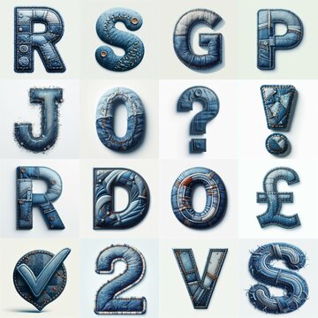 Denim lettering. AI generated illustration