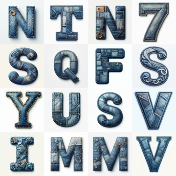 Denim lettering. AI generated illustration
