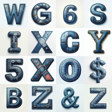 Denim lettering. AI generated illustration