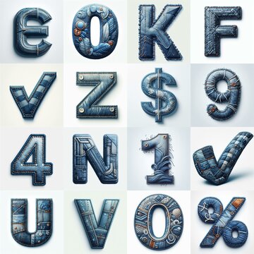 Denim lettering. AI generated illustration