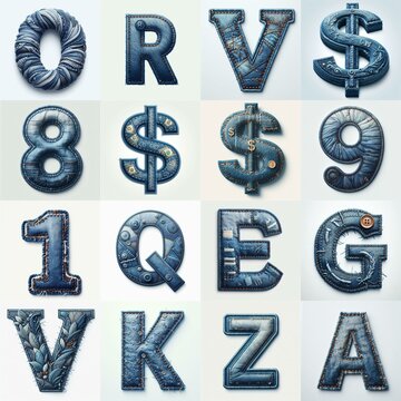 Denim lettering. AI generated illustration