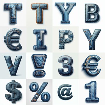 Denim lettering. AI generated illustration
