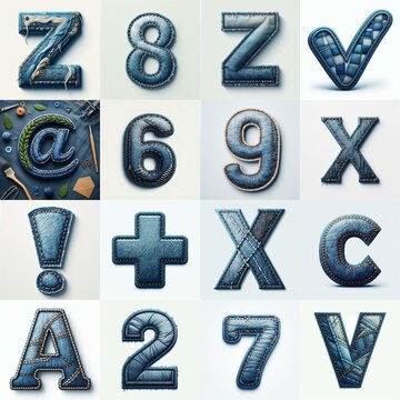 Denim lettering. AI generated illustration