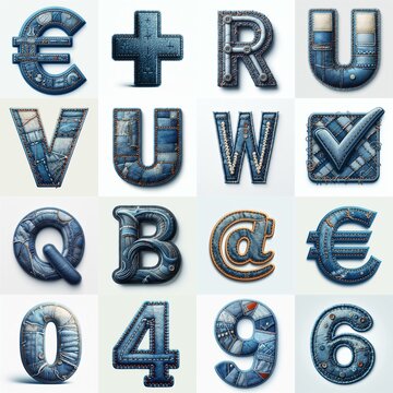 Denim lettering. AI generated illustration