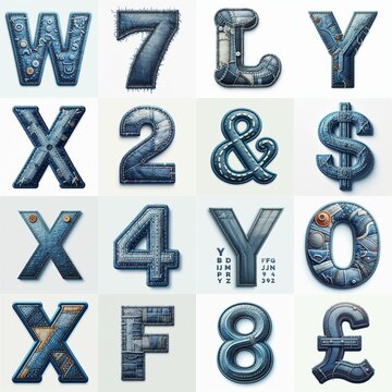 Denim lettering. AI generated illustration