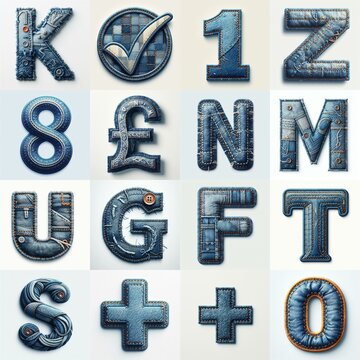 Denim lettering. AI generated illustration