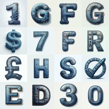 Denim lettering. AI generated illustration