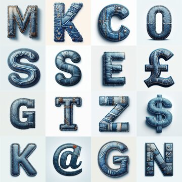 Denim lettering. AI generated illustration