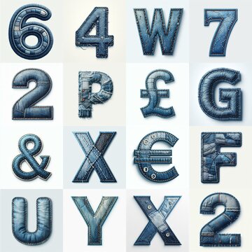 Denim lettering. AI generated illustration
