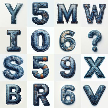 Denim lettering. AI generated illustration