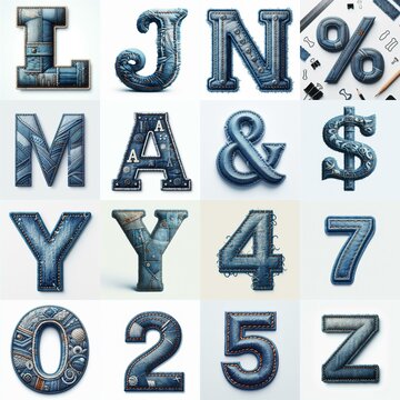Denim lettering. AI generated illustration