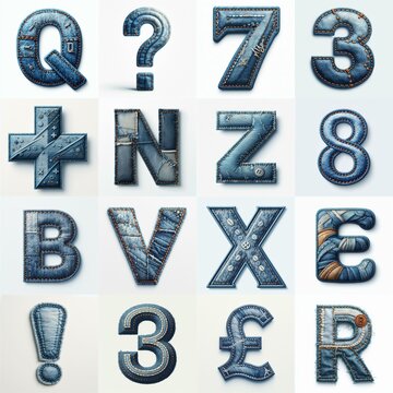 Denim lettering. AI generated illustration