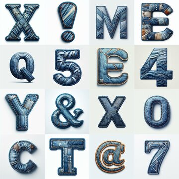 Denim lettering. AI generated illustration