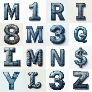 Denim lettering. AI generated illustration