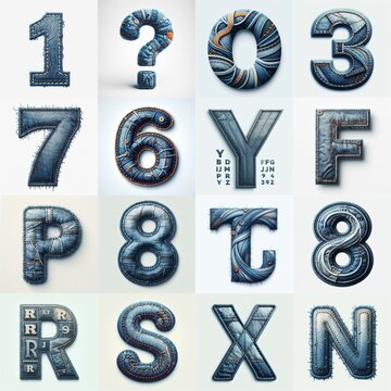 Denim lettering. AI generated illustration