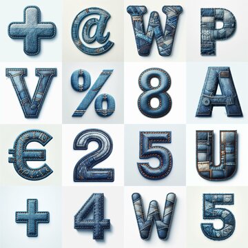 Denim lettering. AI generated illustration