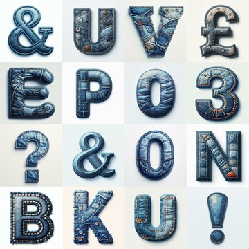 Denim lettering. AI generated illustration