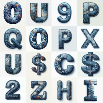 Denim lettering. AI generated illustration