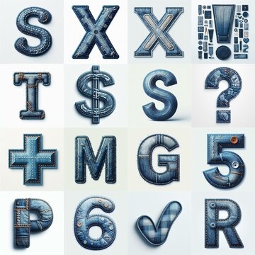 Denim lettering. AI generated illustration