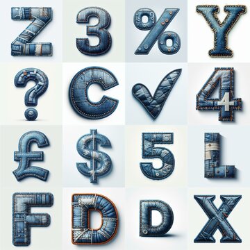 Denim lettering. AI generated illustration