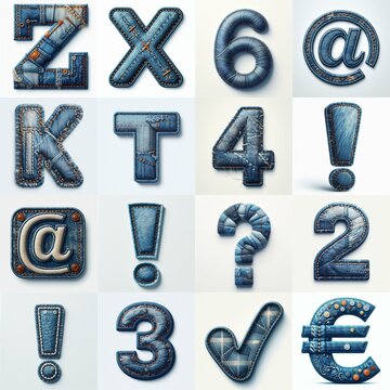 Denim lettering. AI generated illustration
