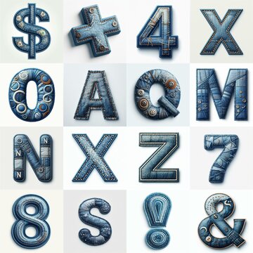 Denim lettering. AI generated illustration