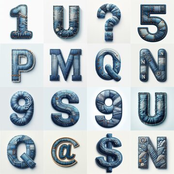 Denim lettering. AI generated illustration