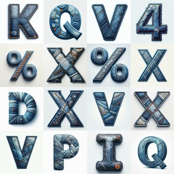 Denim lettering. AI generated illustration