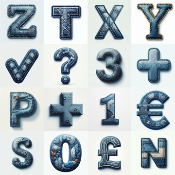 Denim lettering. AI generated illustration