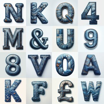 Denim lettering. AI generated illustration