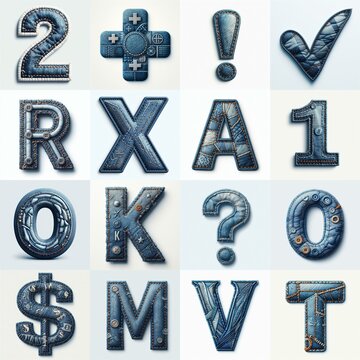 Denim lettering. AI generated illustration