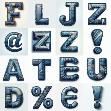 Denim lettering. AI generated illustration