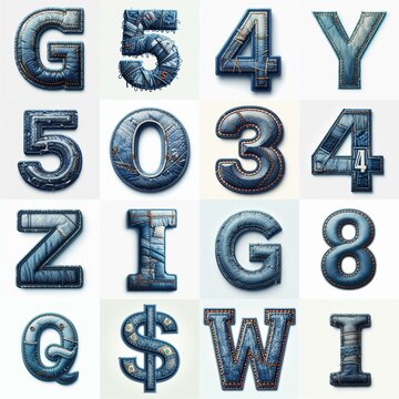 Denim lettering. AI generated illustration