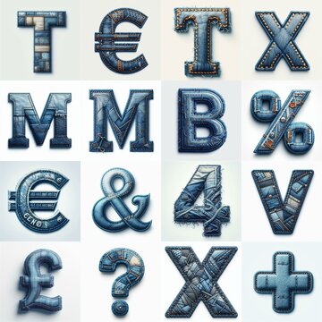 Denim lettering. AI generated illustration