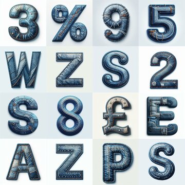 Denim lettering. AI generated illustration