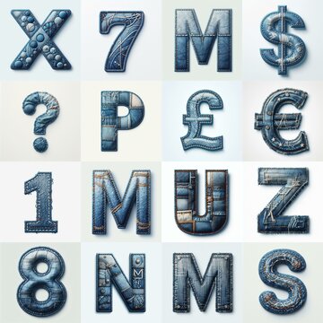 Denim lettering. AI generated illustration