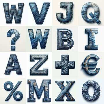 Denim lettering. AI generated illustration