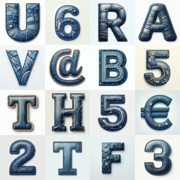 Denim lettering. AI generated illustration