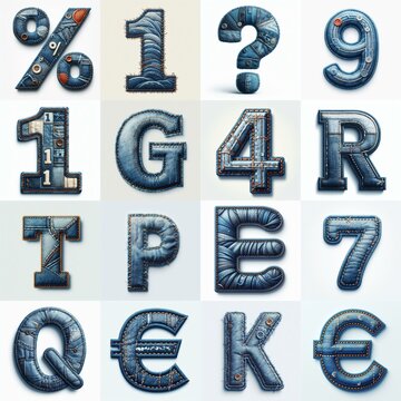 Denim lettering. AI generated illustration